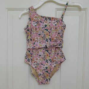 Shade Critters 1pc Pink Floral Bow Front Swimsuit sz 3t 5t 6 7